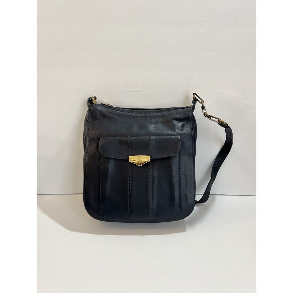 1990's Vintage Navy Blue Mark Cross Shoulder Bag